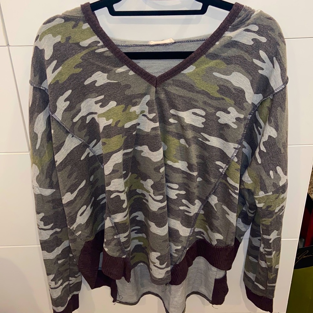 Camouflage hoodie long sleeve t-shirt